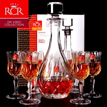 意大利RCR原装进口礼品7件套无铅水晶红杯 高脚杯烈酒杯酒樽套装