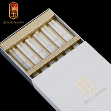 满玉玉瓷 金边白玉瓷筷子礼盒套装4双 高档中式家用送礼手工筷子